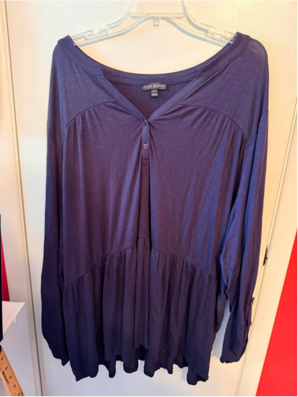 Lane Bryant Navy Blue Blouse Plus Size Long Sleeve 30/32